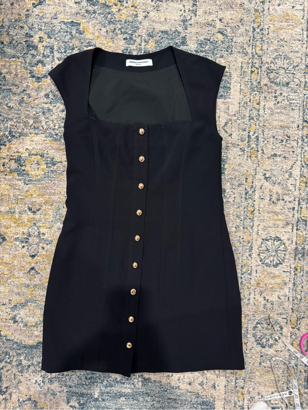Amanda uprichard Sleeveless Black Button-Front Women's Dress